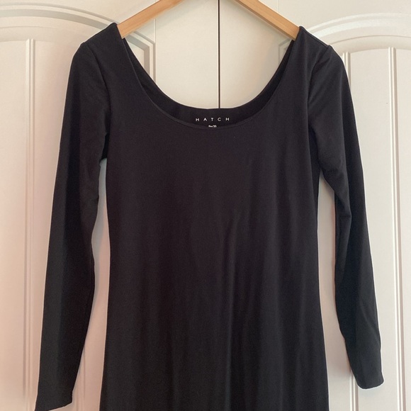 Hatch Maternity Midi Dress Size XS Bodycon Black Long Sleeve Built in Bra - Picture 2 of 8